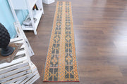 1970'lerden Anadolu kökenli oryantal desenli patchwork vintage yolluk, 51x296 cm