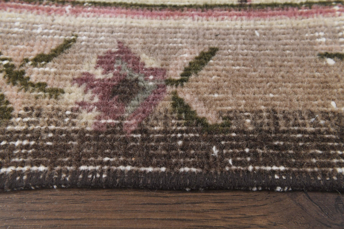 El yapımı vintage yolluk 76x348 cm çiçek desenli desenli yün - desen detayı