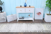 El yapımı vintage yolluk 71x340 cm çiçek desenli desenli yün - detay görünümü