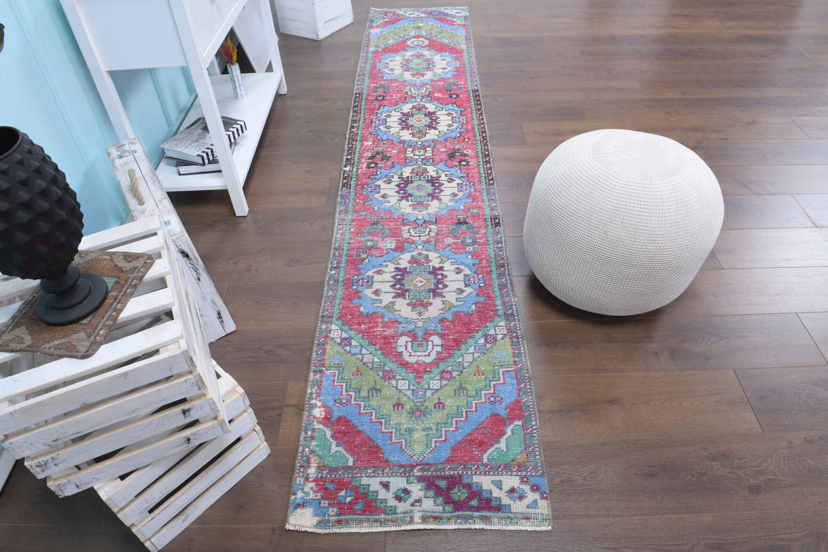 El yapımı vintage yolluk 61x320 cm oryantal desenli yün - detay görünümü
