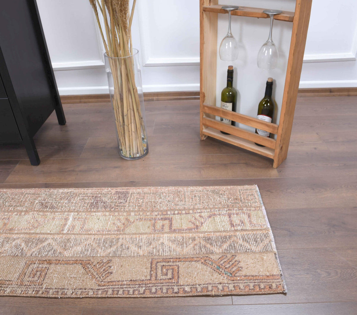 Antre ve koridor için ikat desenli patchwork vintage yolluk – 50x180 cm