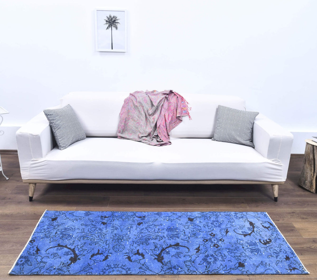 Antre ve koridor için çiçek desenli el dokuma vintage yolluk – 69x181 cm