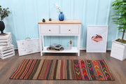 1960'lardan Anadolu kökenli çizgili vintage kilim yolluk, 72x194 cm