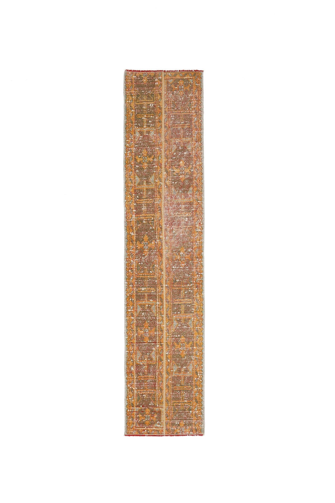 45x216 cm turuncu oryantal desenli patchwork vintage yolluk – üstten tam görünüm