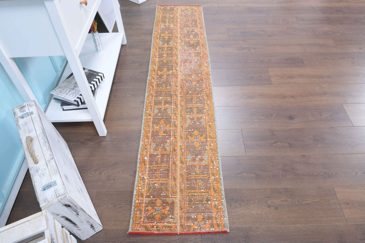 Antre ve koridor için oryantal desenli patchwork vintage yolluk – 45x216 cm