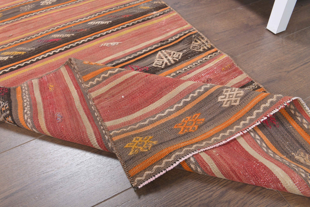 Antre ve koridor için çizgili vintage kilim yolluk – 70x224 cm