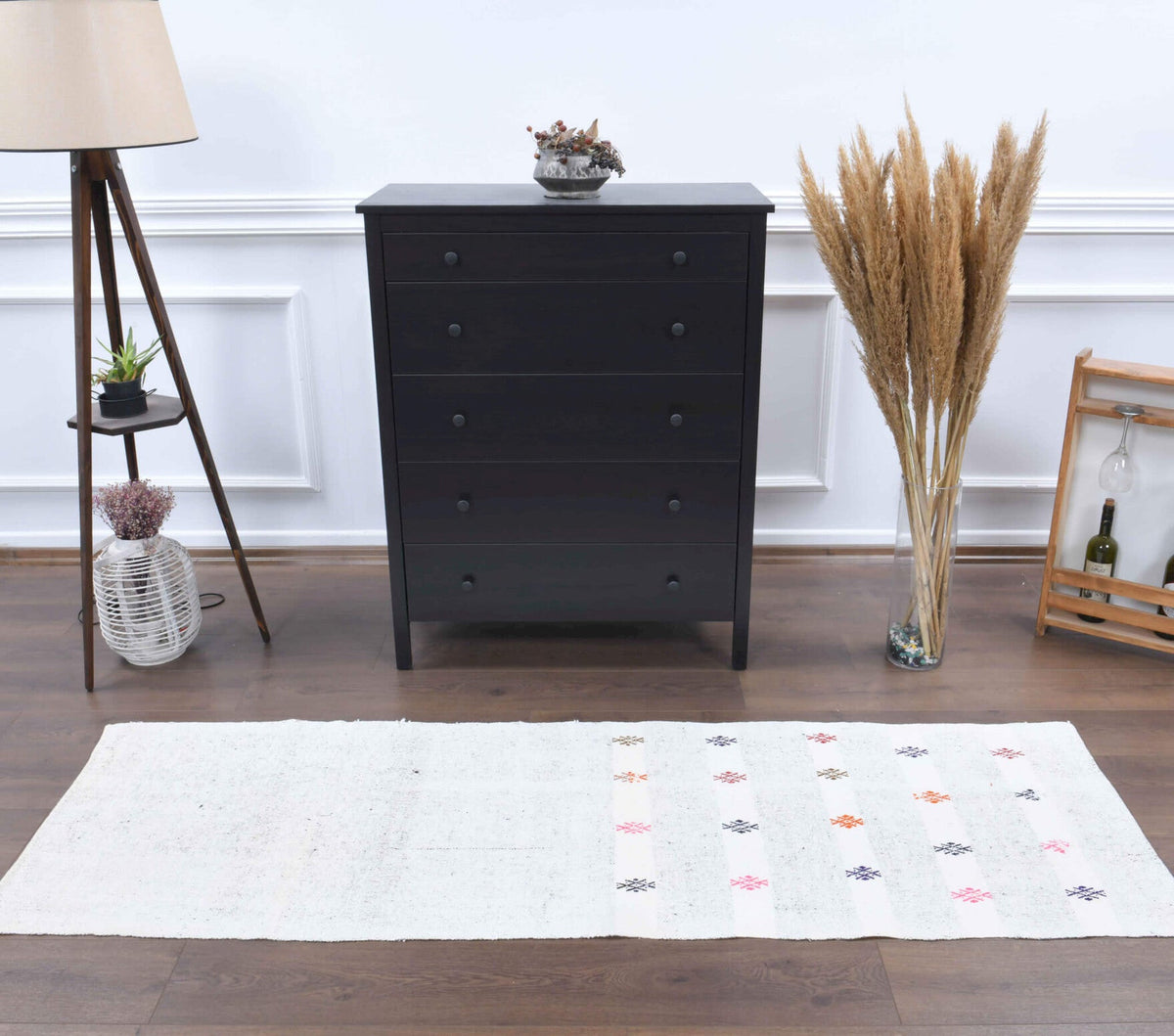2x7 Wool Vintage Flatweave Runner Rug