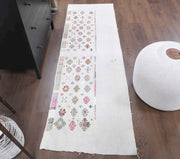 El yapımı vintage yolluk 66x216 cm düz desenli yün - detay görünümü
