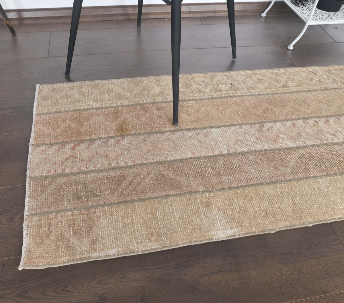 Düz zeminli patchwork vintage yolluk – turuncu tonlarda yün dokuma