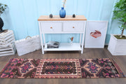 El yapımı vintage yolluk 56x234 cm oryantal desenli yün - detay görünümü