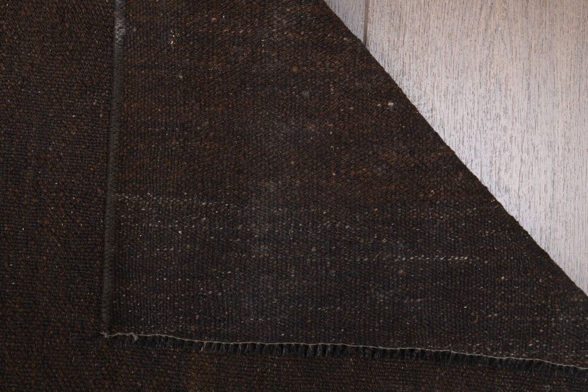 Kahverengi, kırmızı ve turuncu renkli vintage kilim yolluk, %100 yün dokuma