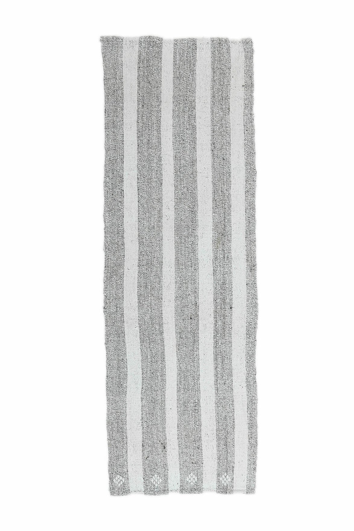El yapımı vintage yolluk 74x229 cm çizgili desenli yün - detay görünümü