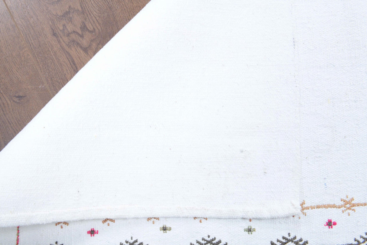 El yapımı vintage yolluk 74x229 cm düz desenli yün - yakın çekim doku detayı