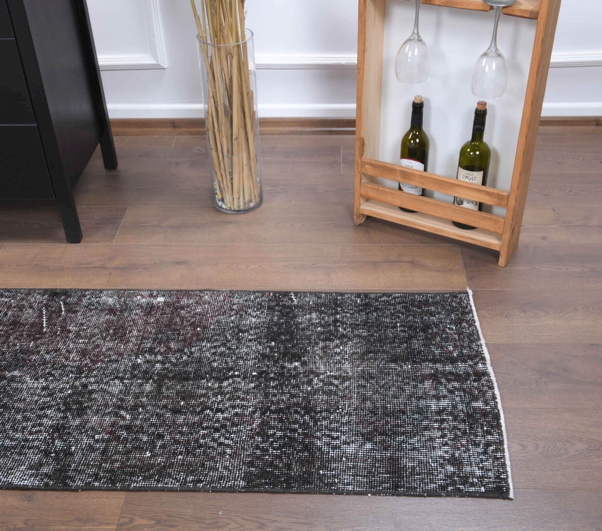 Antre ve koridor için düz zeminli el dokuma vintage yolluk – 57x265 cm