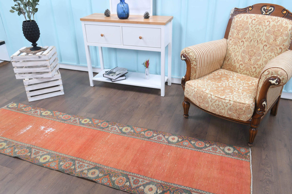 Tek parça el dokuma vintage yolluk 73x259 cm (1,89 m²) – Pera Halı