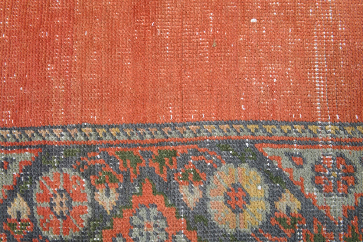 Antre ve koridor için bordürlü el dokuma vintage yolluk – 73x259 cm