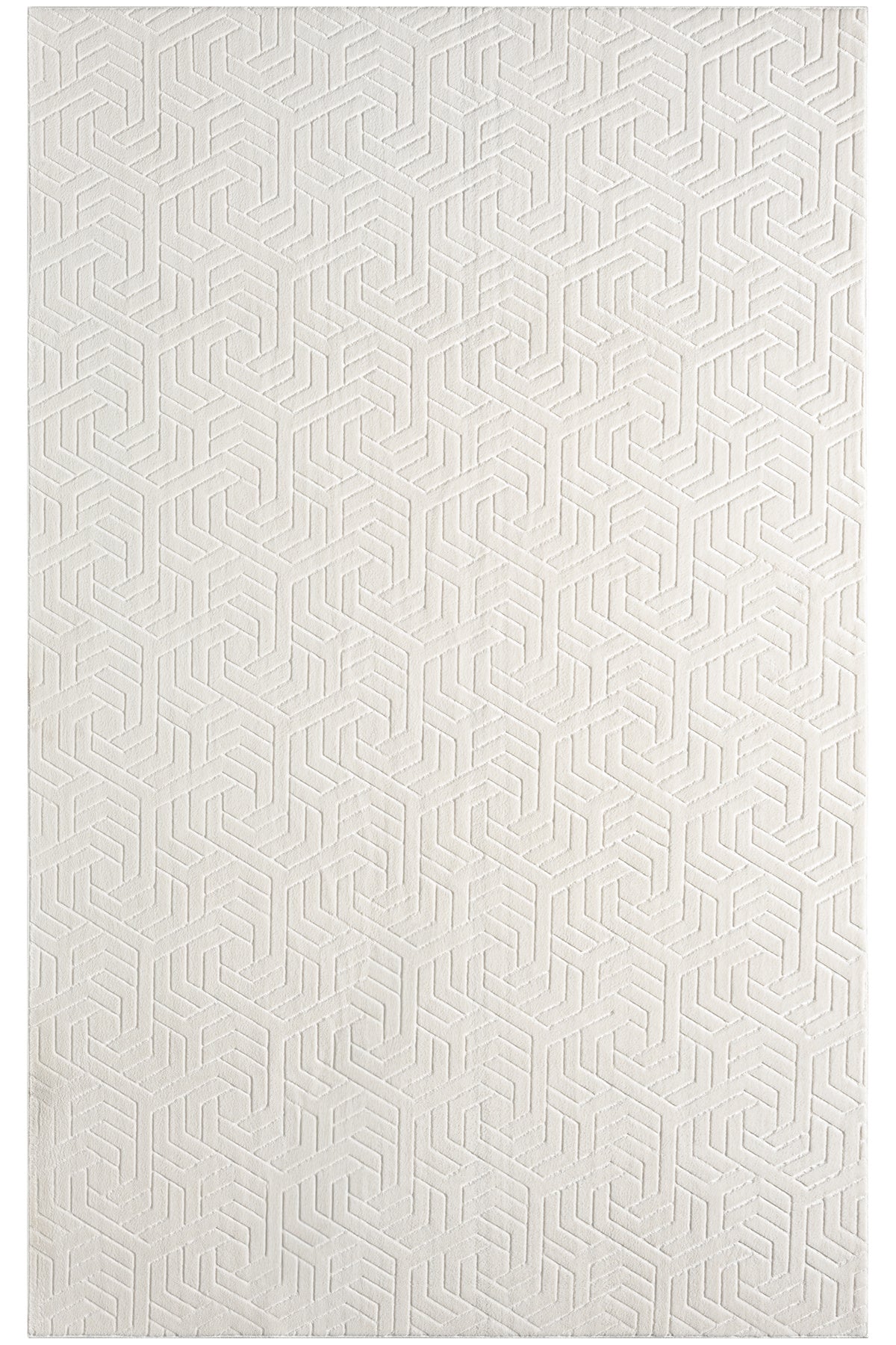 Ekru 3D Geometrik Desenli Modern Halı