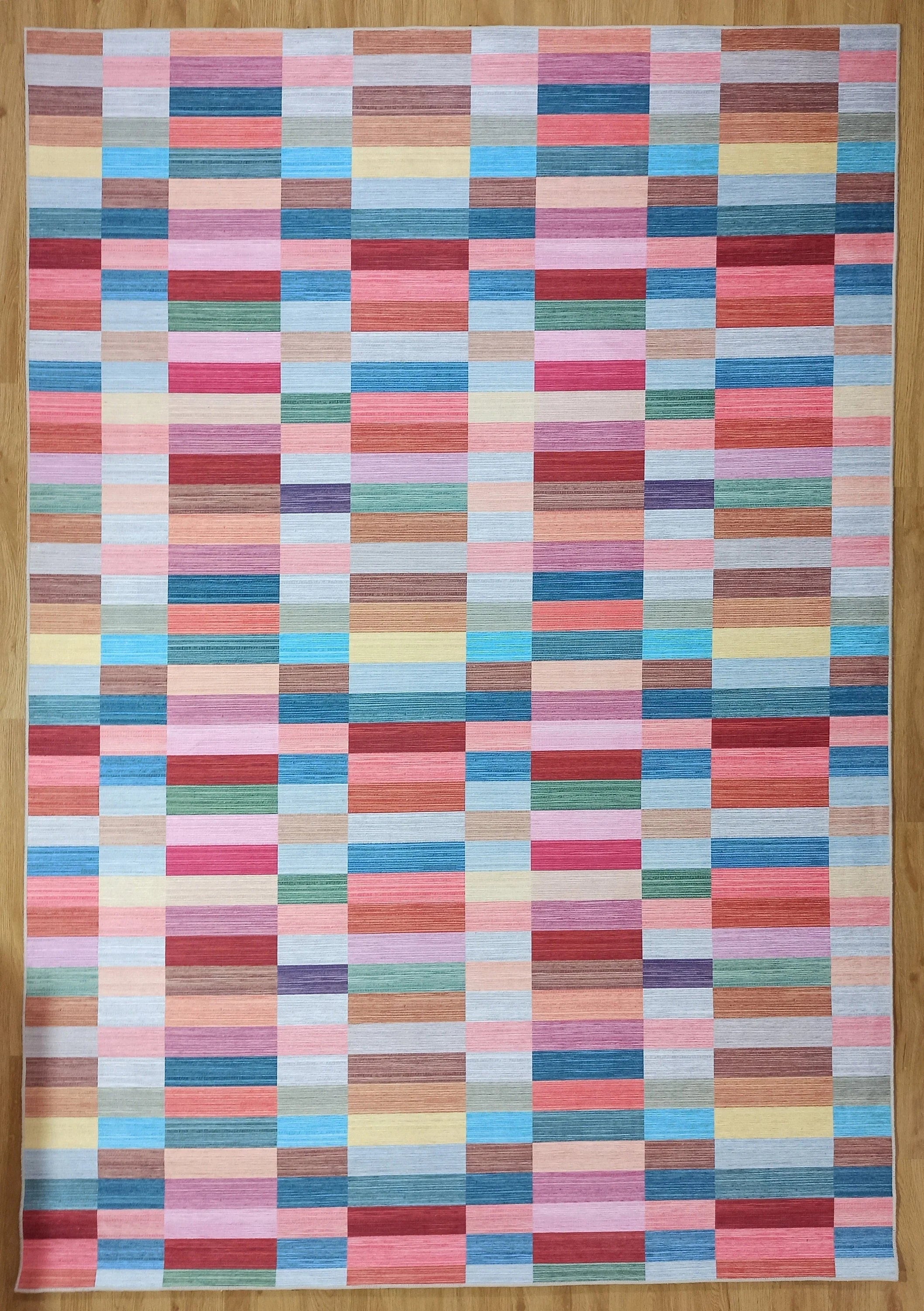 Grauer Vintage-Teppich mit geometrischem Muster