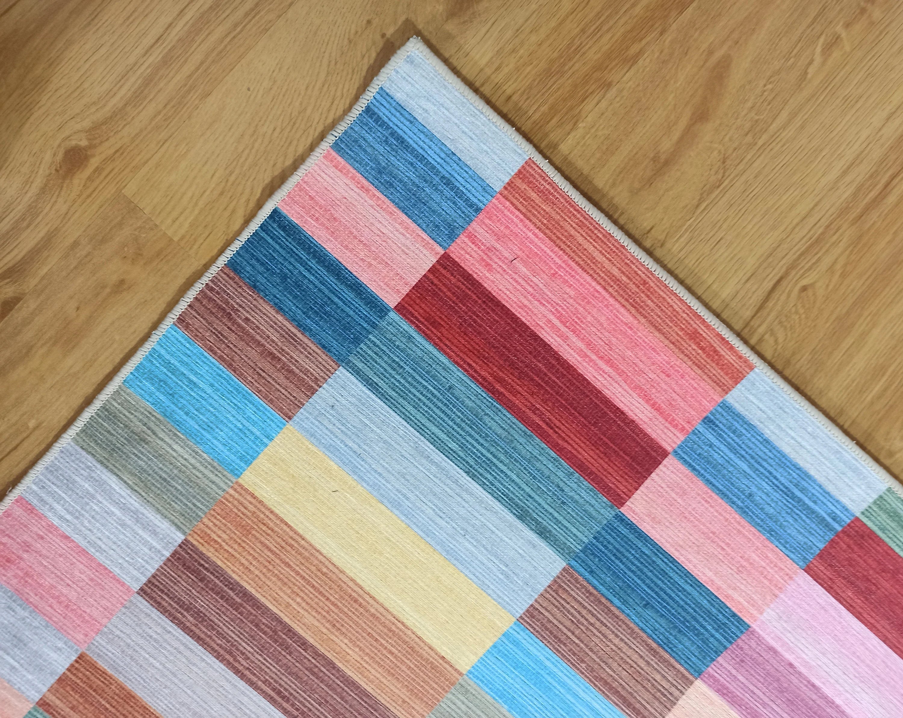 Grauer Vintage-Teppich mit geometrischem Muster