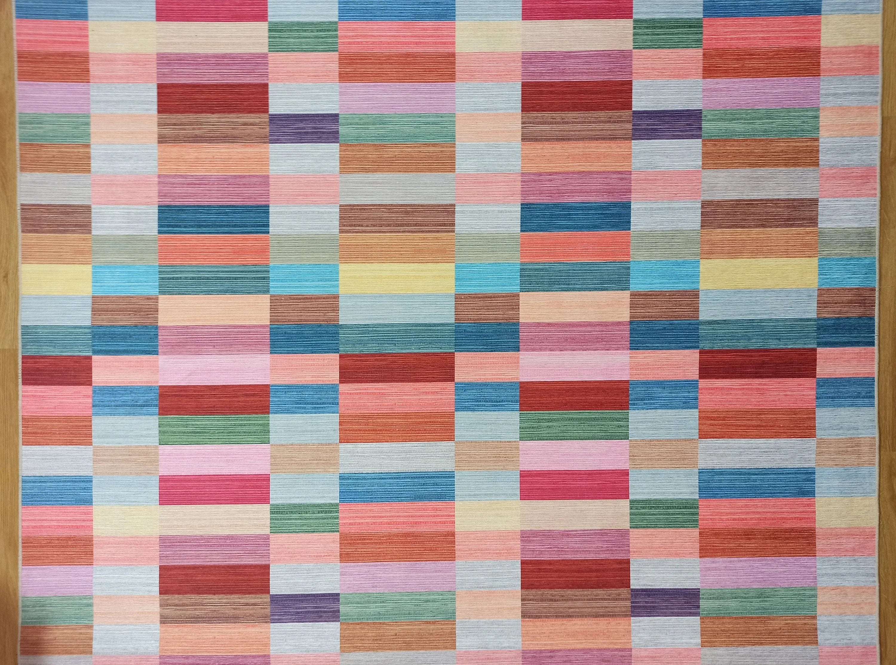 Grauer Vintage-Teppich mit geometrischem Muster