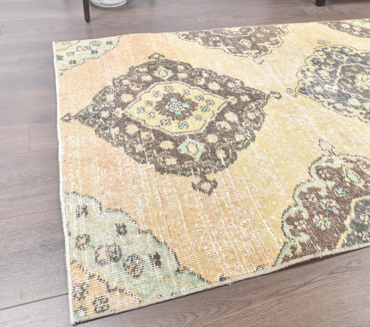 3x10 Vintage Oushak Faded Yellow Runner