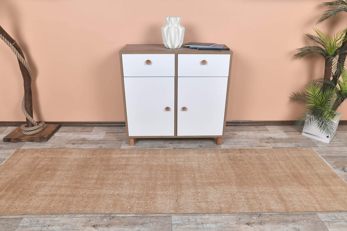 Vintage Oushak Brown Runner Rug