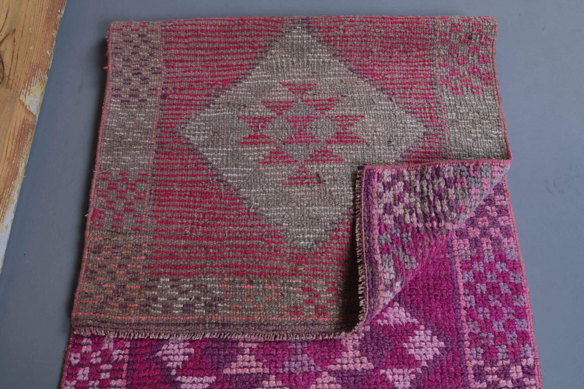 Antre ve koridor için geometrik desenli el dokuma vintage yolluk – 78x302 cm