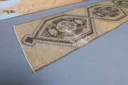 El yapımı vintage yolluk 86x315 cm geometrik desenli yün - detay görünümü
