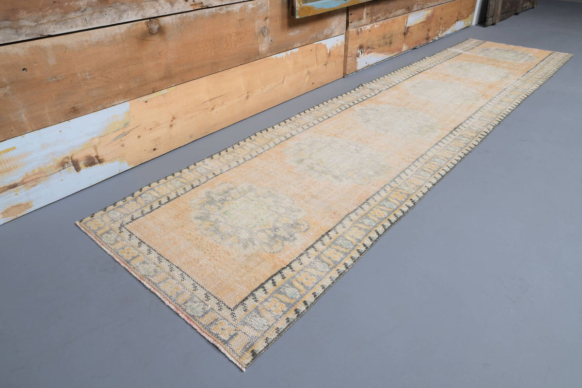 El yapımı vintage yolluk 76x315 cm bordürlü desenli yün - açık alan görünümü