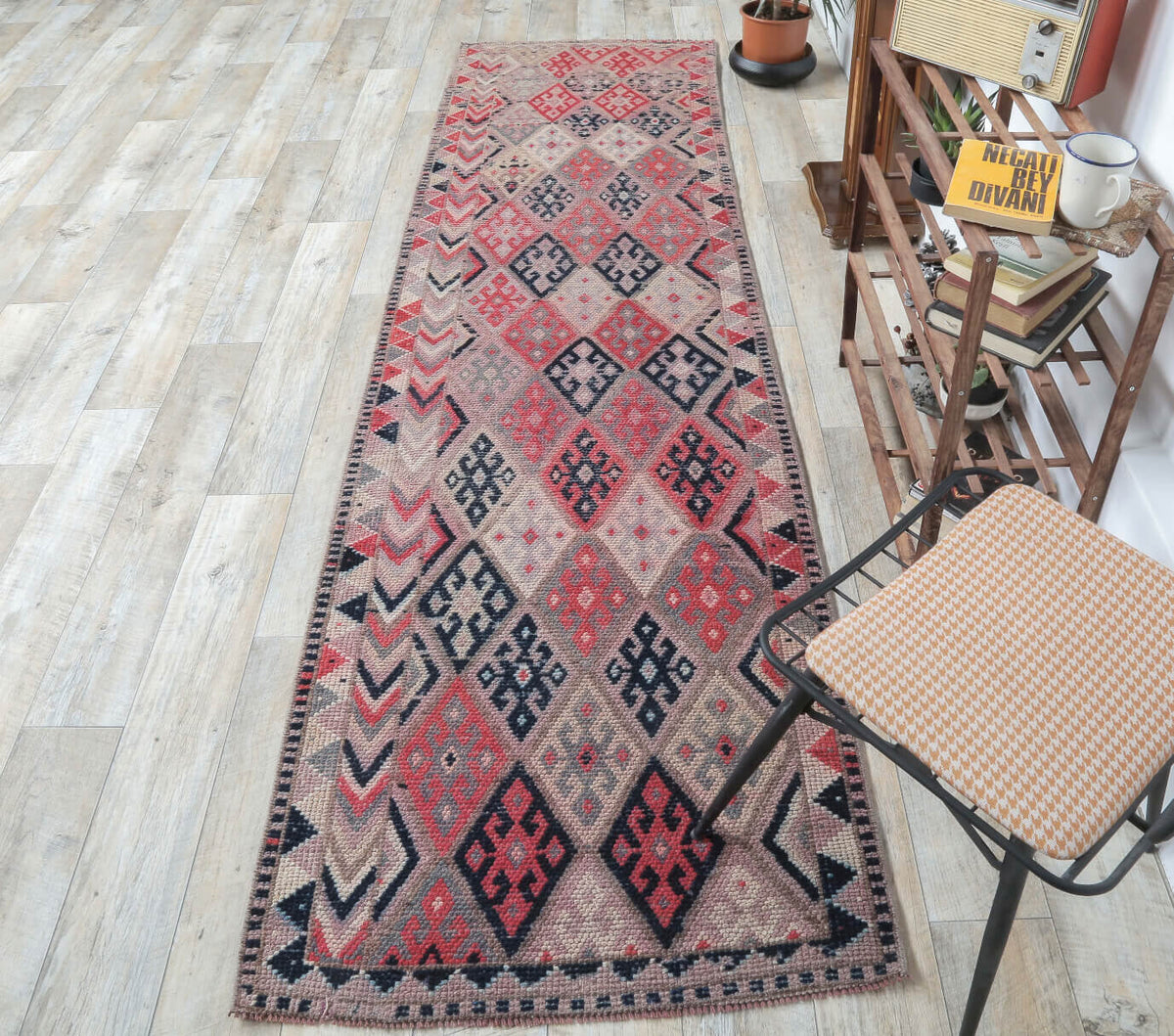 Tek parça el dokuma vintage yolluk 87x311 cm (2,71 m²) – Pera Halı