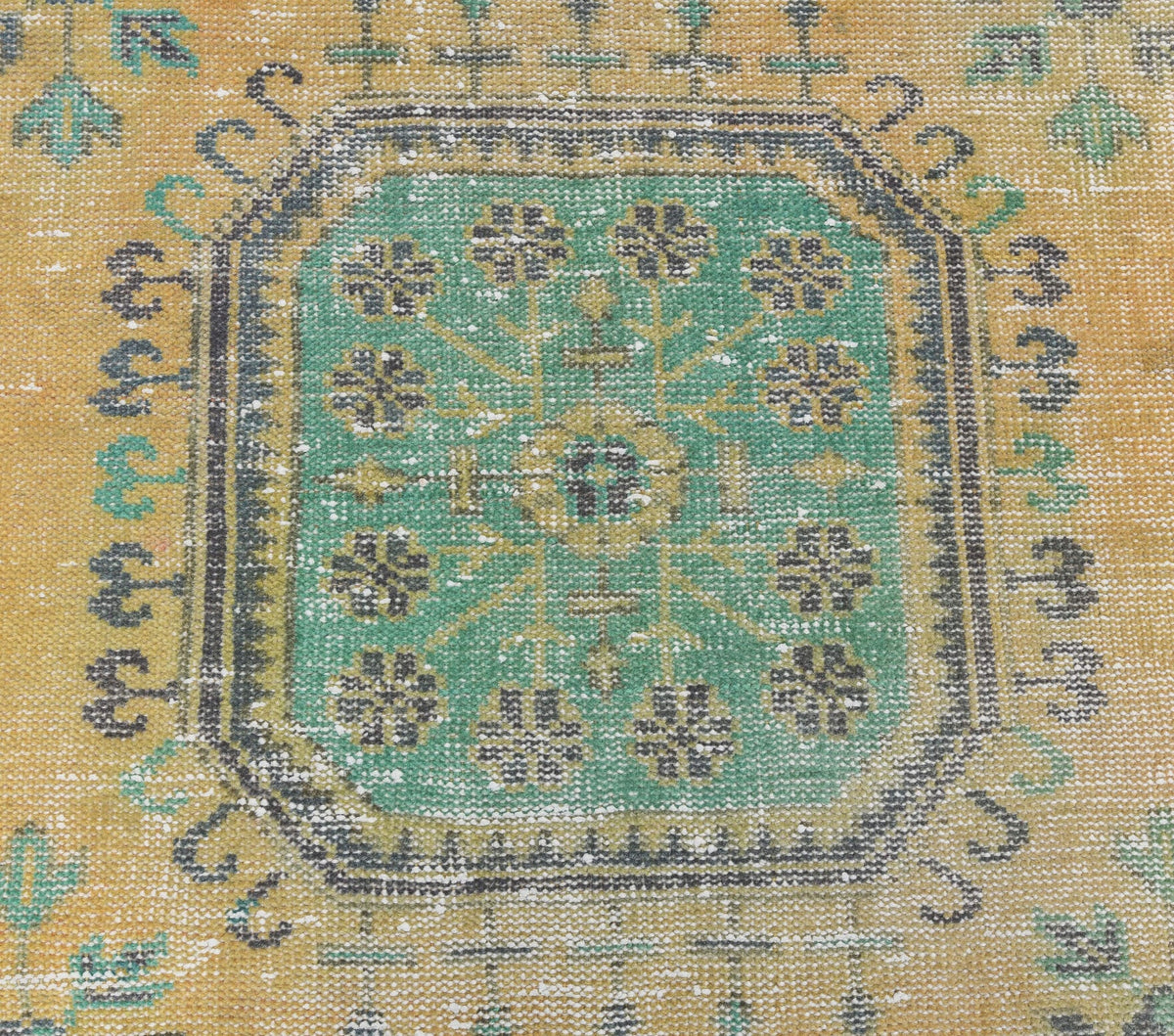 Antre ve koridor için çiçek desenli el dokuma vintage yolluk – 80x354 cm