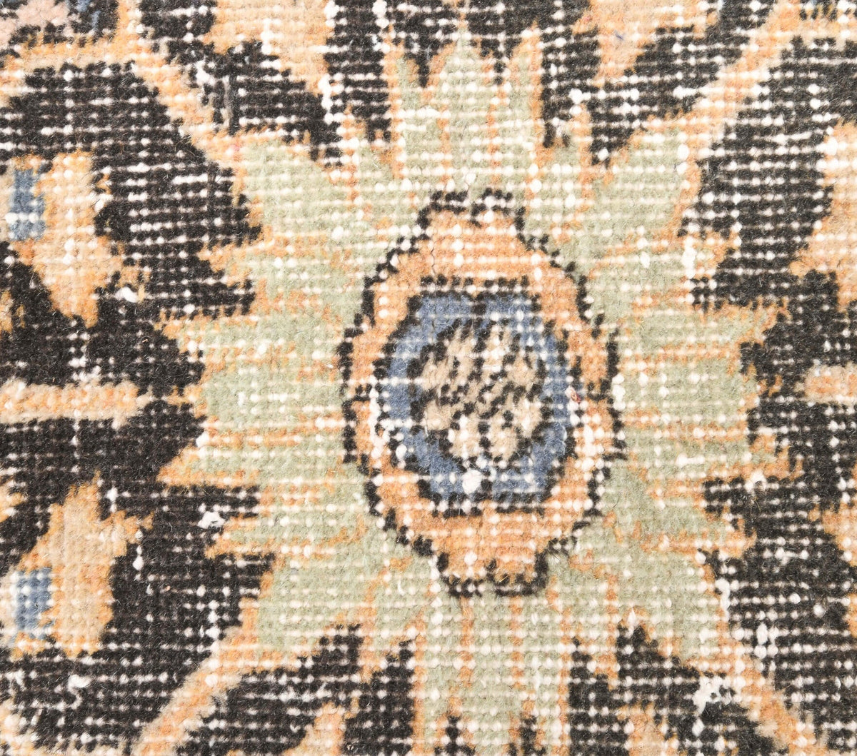 Antre ve koridor için çiçek desenli el dokuma vintage yolluk – 88x344 cm