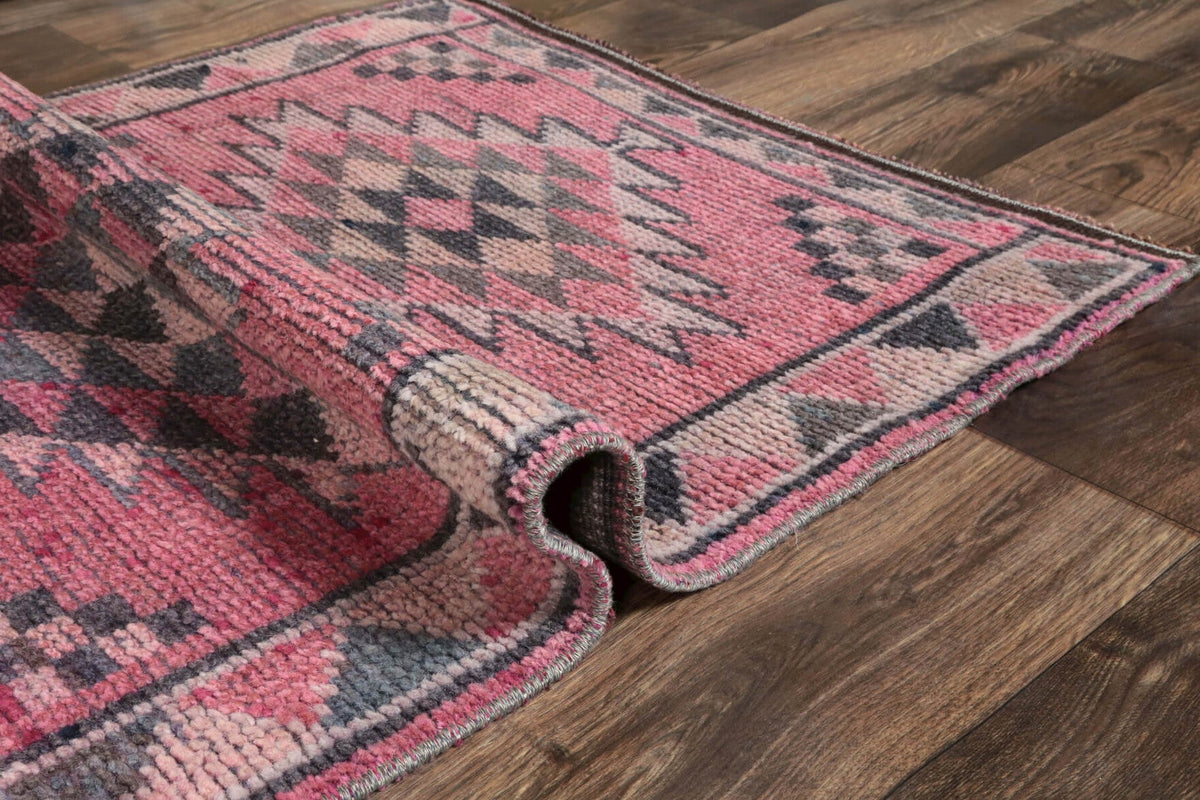 Vintage yolluk 83x332 cm – kırmızı ikat desenli, el dokuma