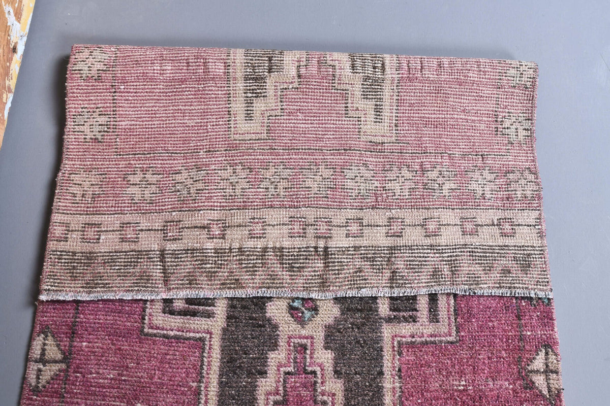 Antre ve koridor için tribal desenli el dokuma vintage yolluk – 75x342 cm