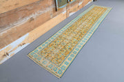 El yapımı vintage yolluk 76x323 cm çiçek desenli desenli yün - detay görünümü
