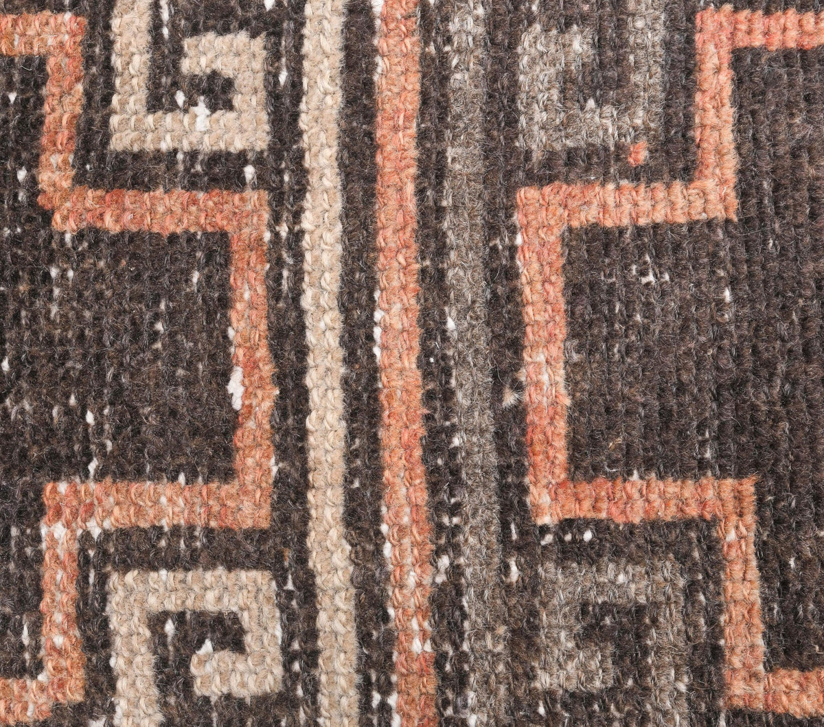El yapımı vintage yolluk 81x338 cm geometrik desenli yün - üstten görünüm