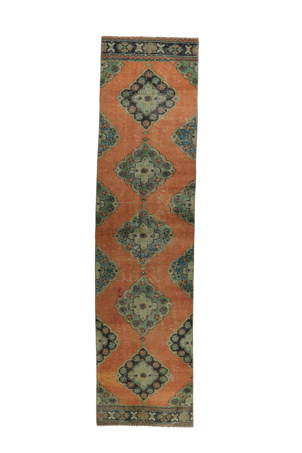El yapımı vintage yolluk 81x335 cm i̇kat desenli yün - farklı açıdan görünüm