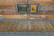 1970'lerden Anadolu kökenli çiçek desenli el dokuma vintage yolluk, 80x330 cm