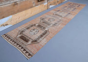 El yapımı vintage yolluk 79x330 cm geometrik desenli yün - detay görünümü