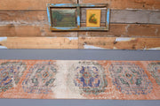 1970'lerden Anadolu kökenli oryantal desenli el dokuma vintage yolluk, 82x338 cm