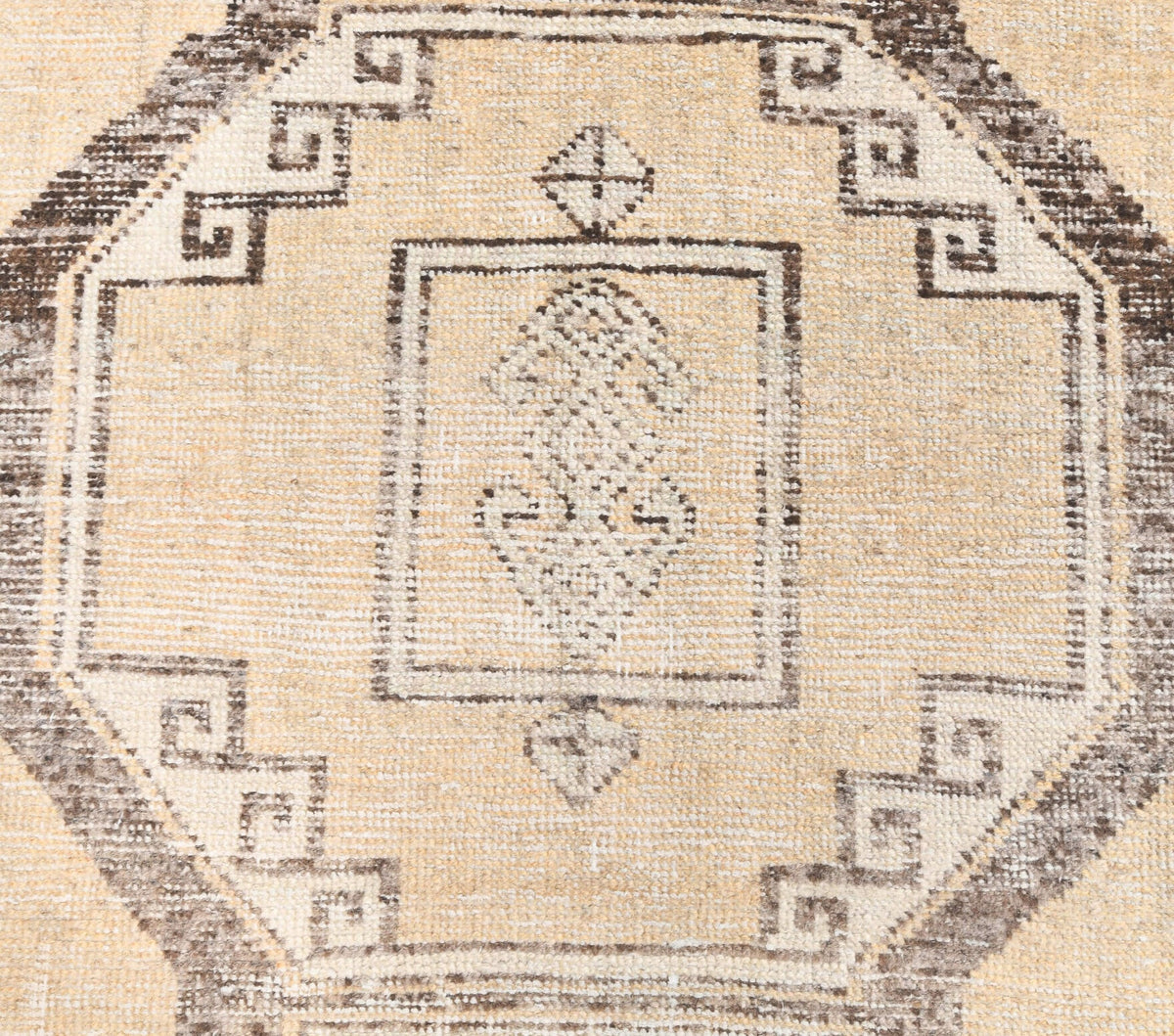 El yapımı vintage yolluk 81x348 cm geometrik desenli yün - üstten görünüm