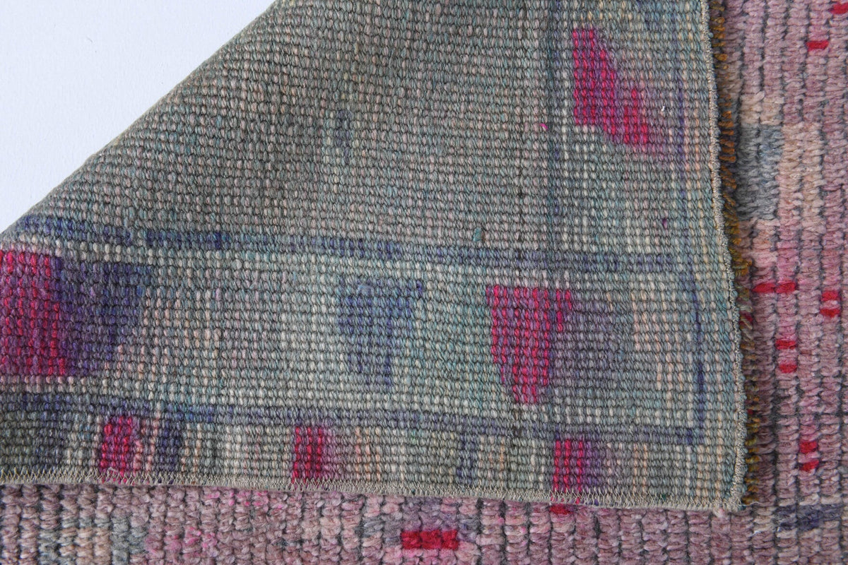 Antre ve koridor için ikat desenli el dokuma vintage yolluk – 79x328 cm