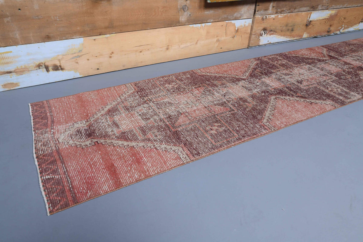 El yapımı vintage yolluk 79x338 cm tribal desenli yün - detay görünümü
