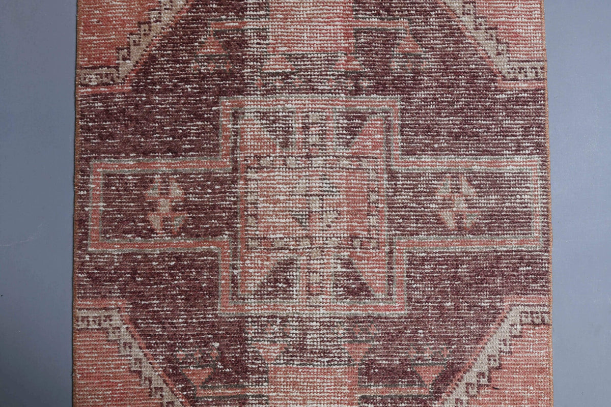El yapımı vintage yolluk 79x338 cm tribal desenli yün - desen detayı