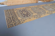 El yapımı vintage yolluk 76x338 cm çiçek desenli desenli yün - detay görünümü