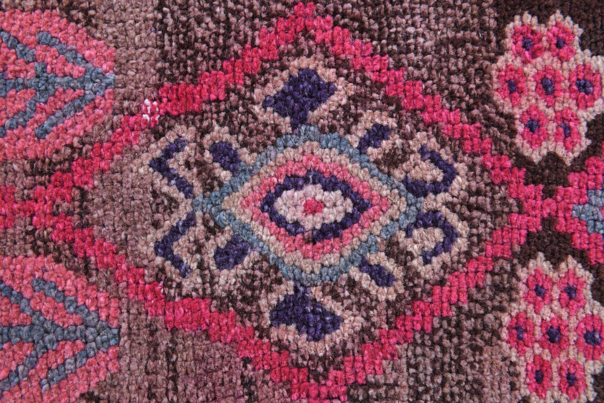 Antre ve koridor için oryantal desenli el dokuma vintage yolluk – 79x342 cm