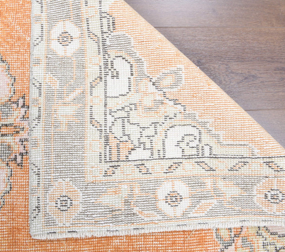 El yapımı vintage yolluk 91x335 cm oryantal desenli yün - üstten görünüm