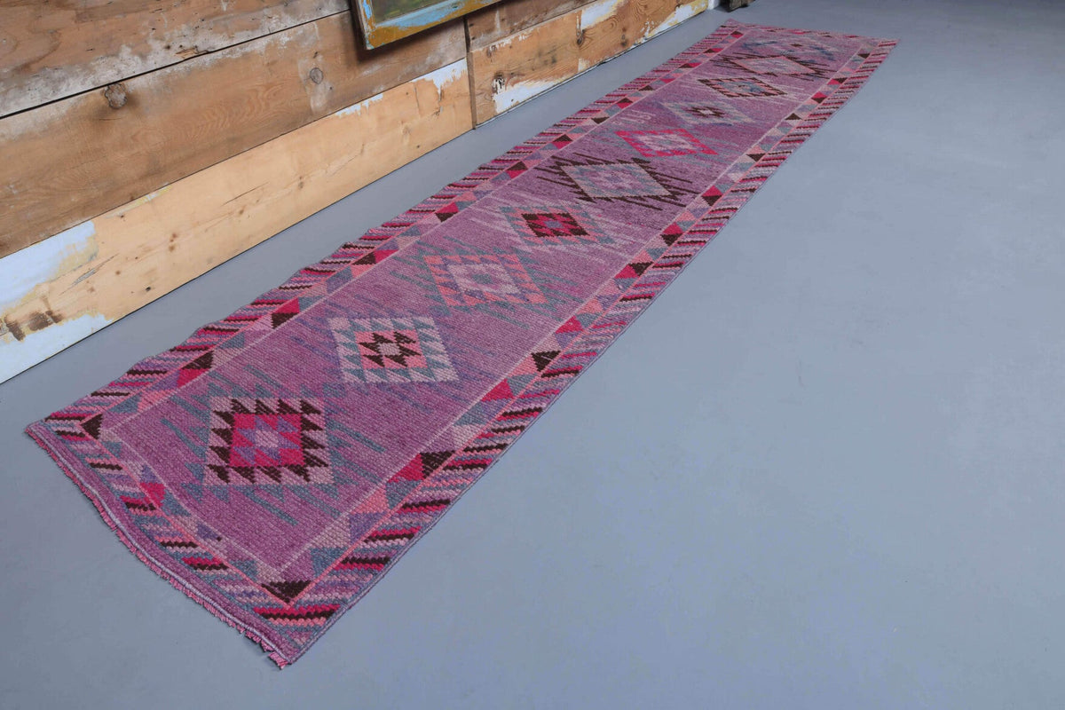 El yapımı vintage yolluk 61x335 cm geometrik desenli yün - detay görünümü