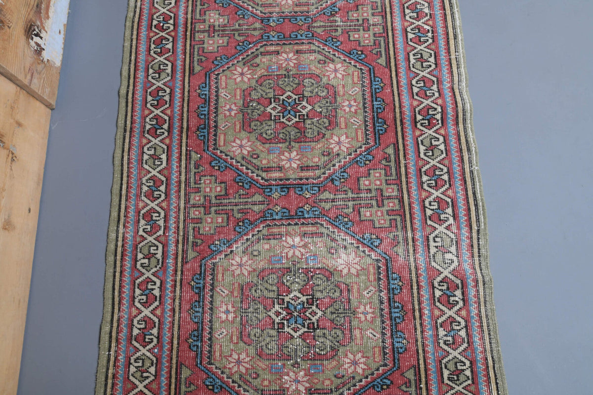 Tek parça el dokuma vintage yolluk 94x364 cm (3,42 m²) – Pera Halı