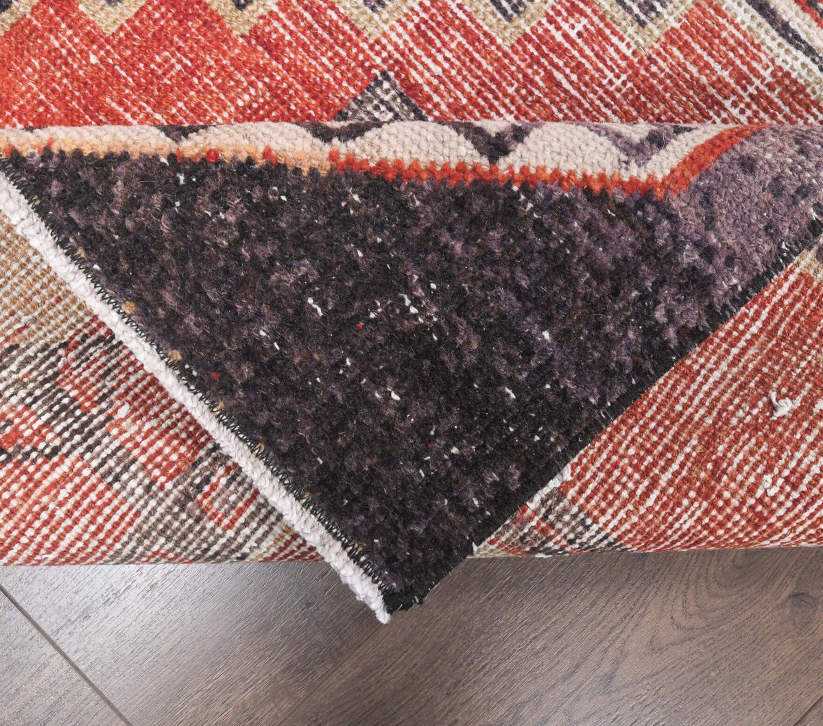 El yapımı vintage yolluk 81x361 cm geometrik desenli yün - desen detayı